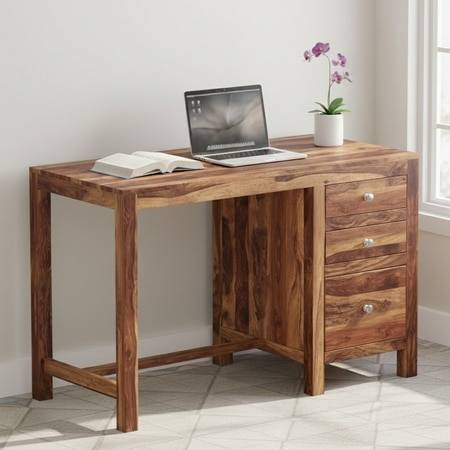 Richmond Sheesham Wood Study Computer Table In Natural Teak Finish