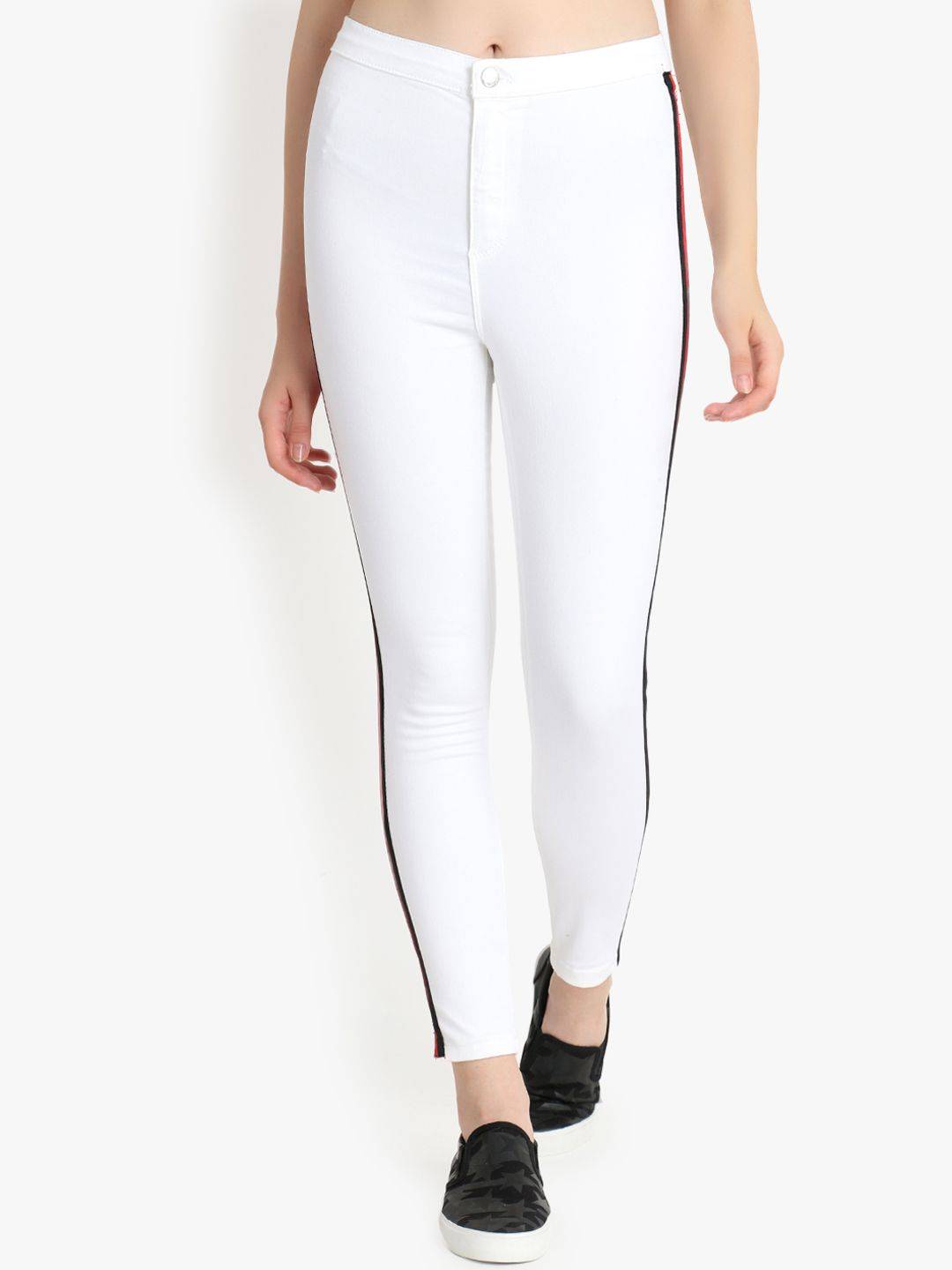 Kotty Women White Skinny Fit High-Rise Clean Look Jeans