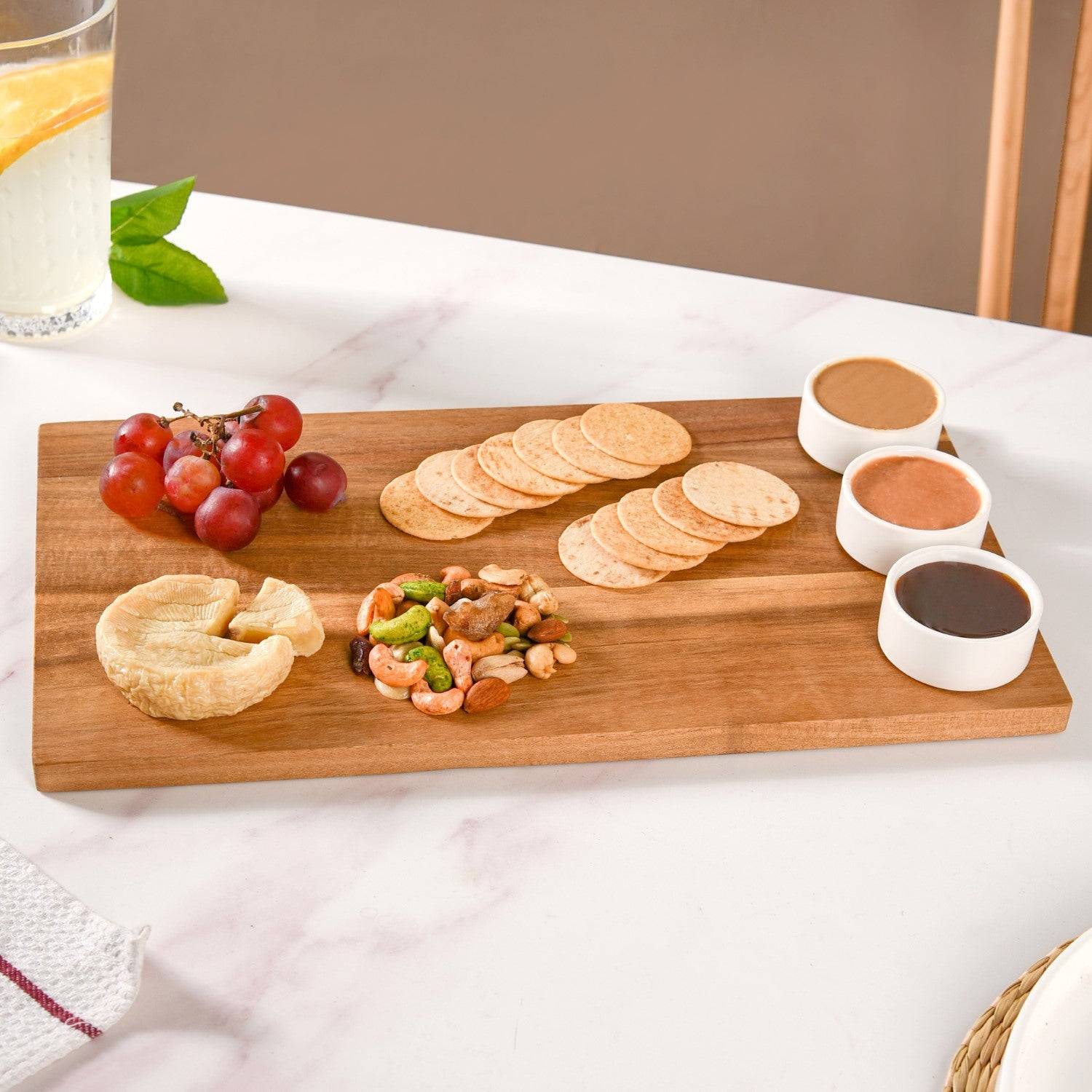 Acacia Wood Cheeseboard With Set Of 3 Small Bowls 50ml buy only at ₹1260