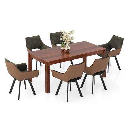Atlas Solid Wood 6 Seater Dining Table With set of 6 Casey Swivel Dining Chairs