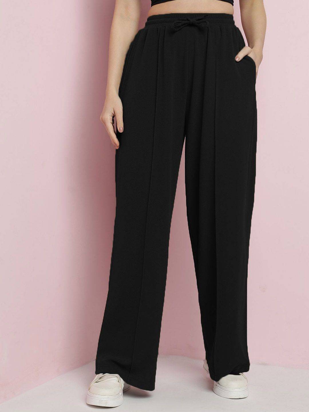 Kotty Women Relaxed Straight Fit High-Rise Parallel Trousers
