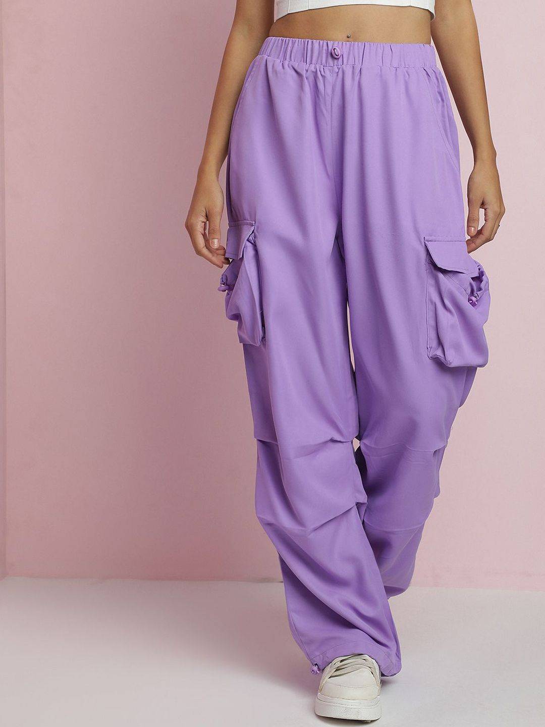 Kotty Women Relaxed Loose Fit High-Rise Cargos
