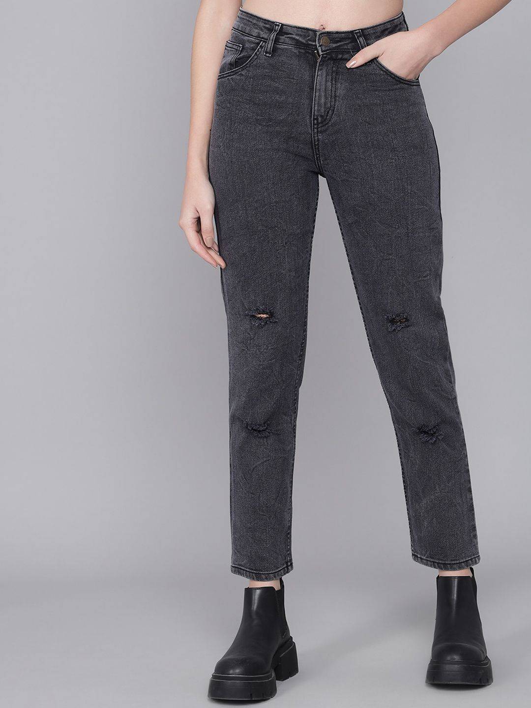 Kotty Women Blue High-Rise Mildly Distressed Jeans
