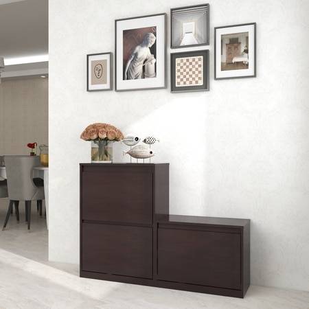 Kamiya Engineered Wood Shoe Rack In Columbian Walnut Finish