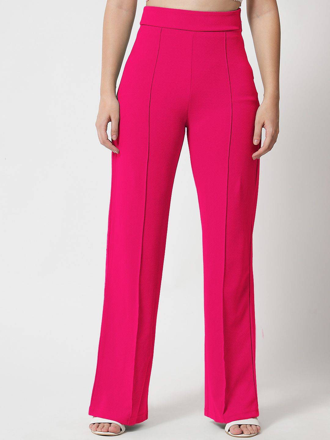Kotty Women Relaxed Straight Fit High-Rise Easy Wash Parallel Trousers