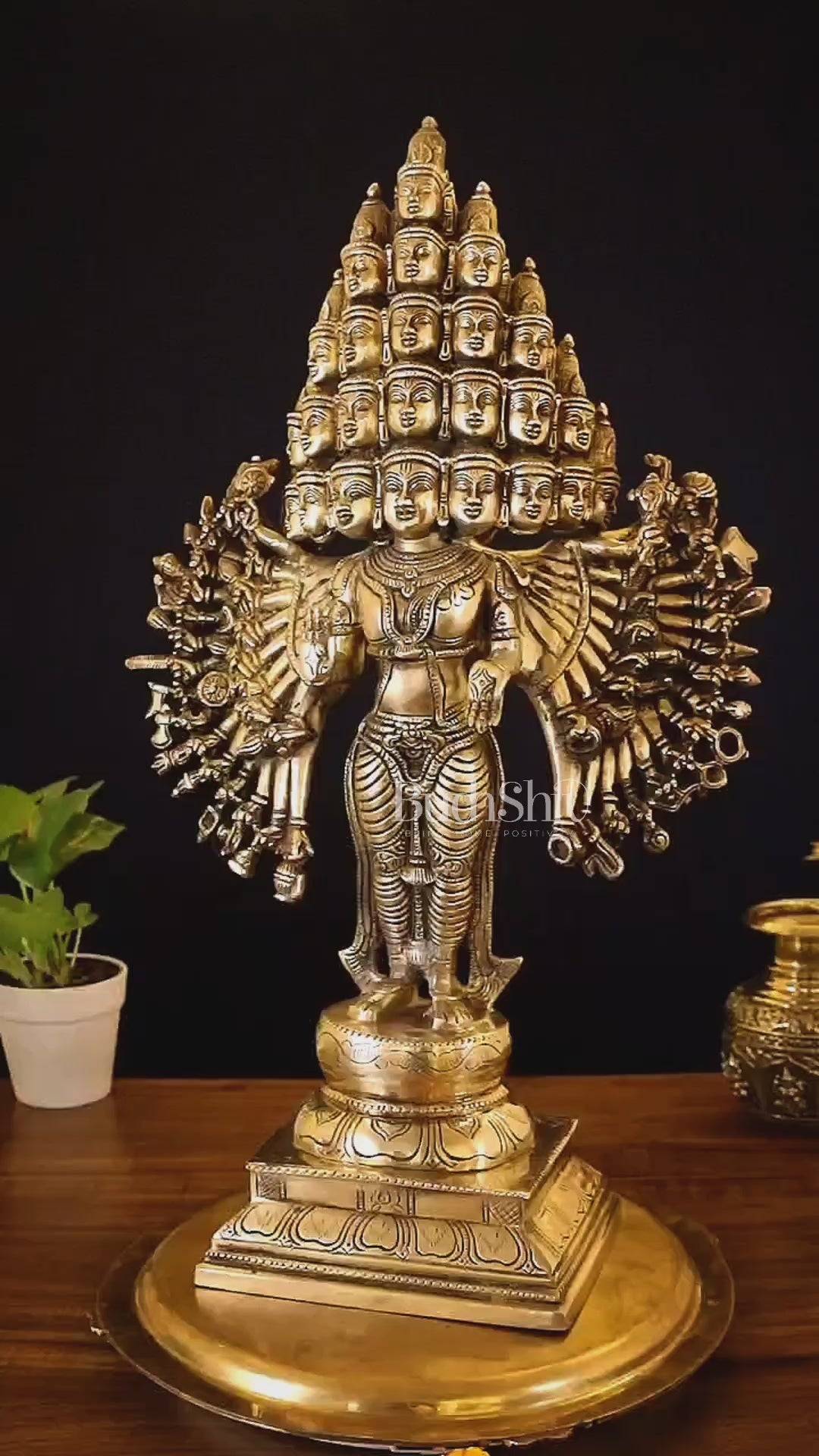 Pure Brass Maha Sadashiva (25‑Faced Lord Shiva) Statue – 21.5″