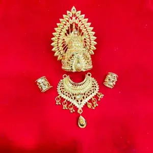 unique handmade mukut for 3 number gopal ji (diameter 2.5 cms ) with necklace and chudi Buy @ ₹499