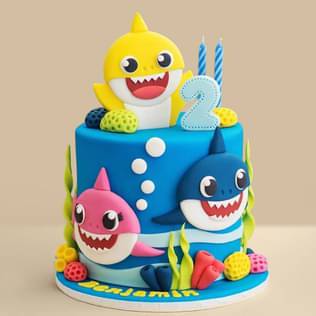 Baby Sharks Spark Fondant Cake