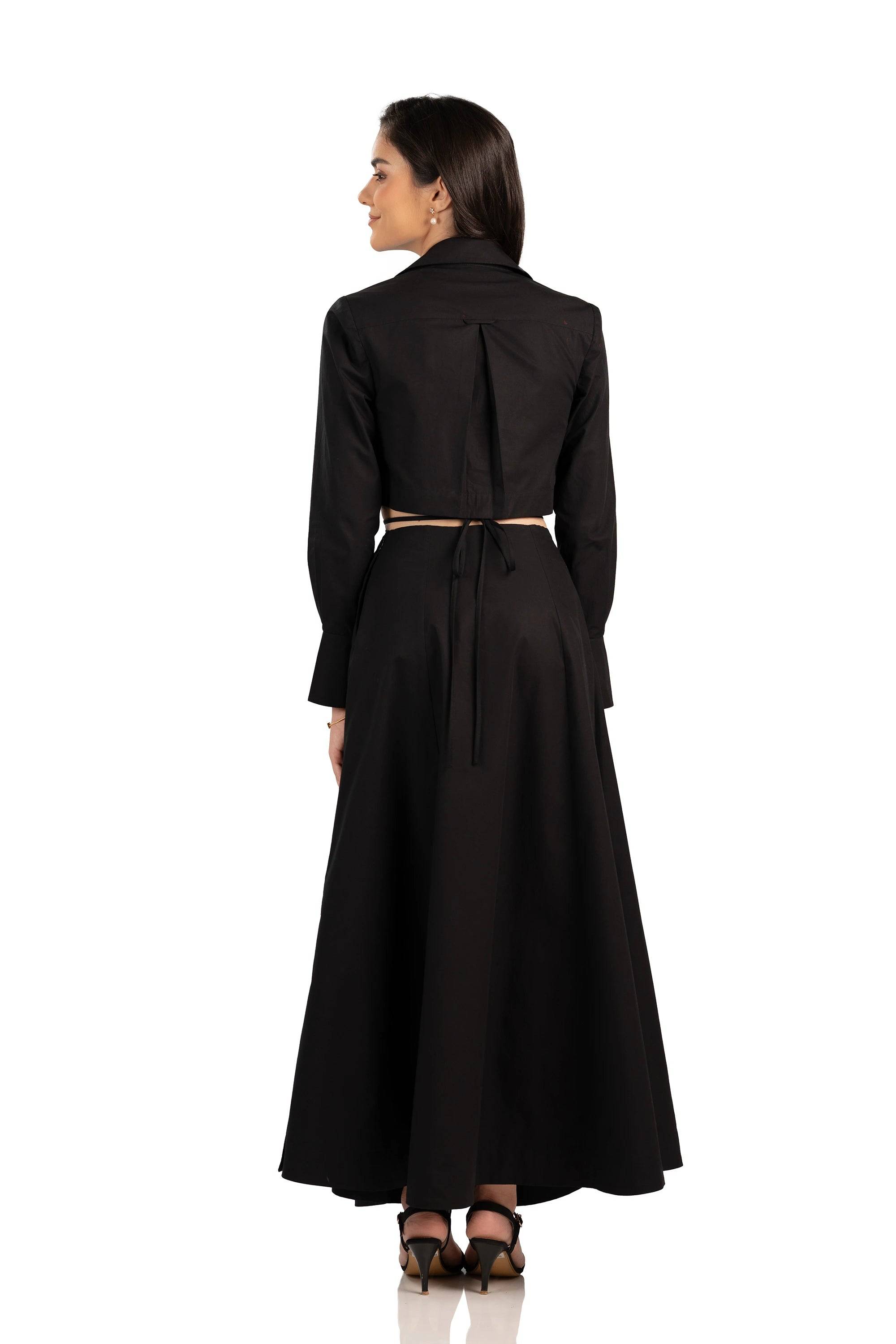 Black Cutout Maxi Shirt Dress