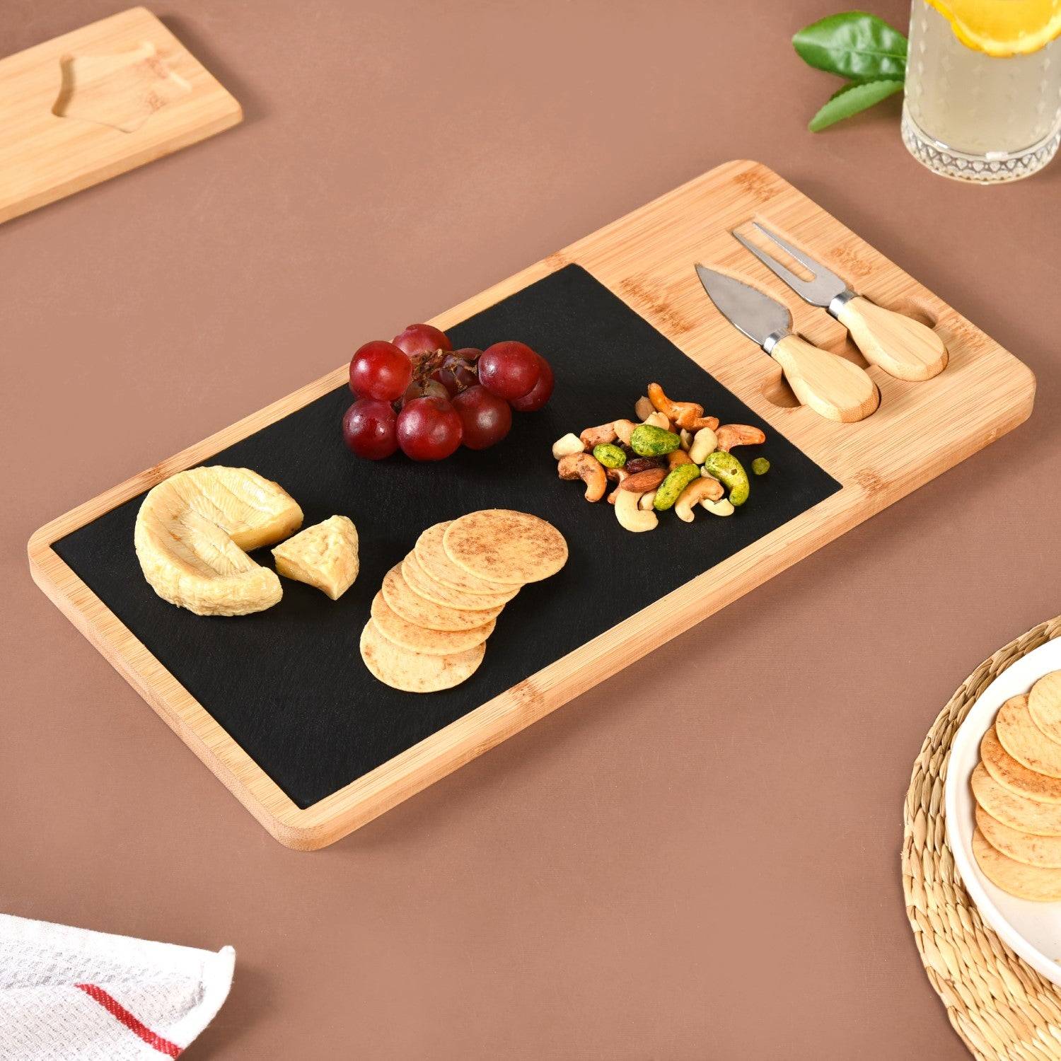 Slate Snack Platter Set With Cheese Knives buy only at ₹1380