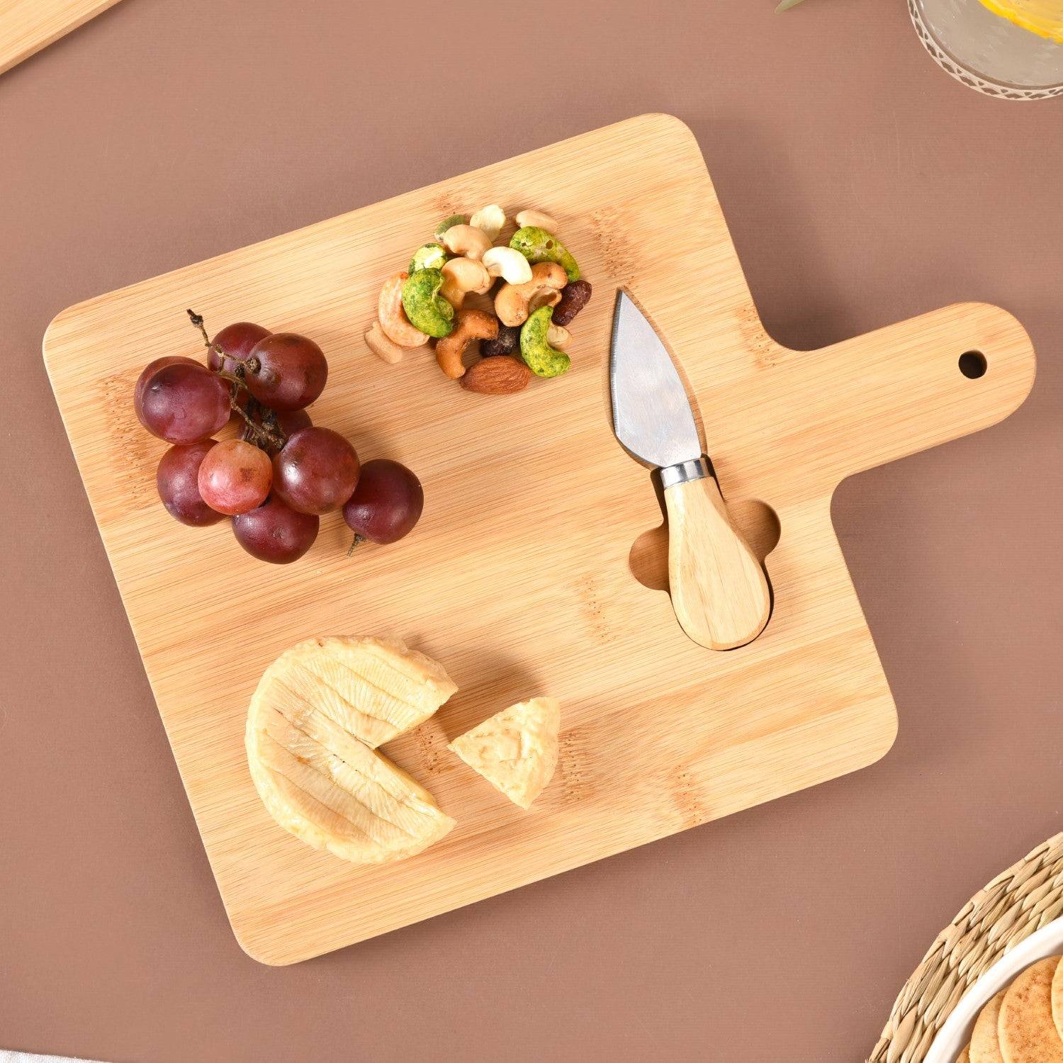 Bamboo Wood Cheese Platter With Parmesan Knife buy only at ₹880