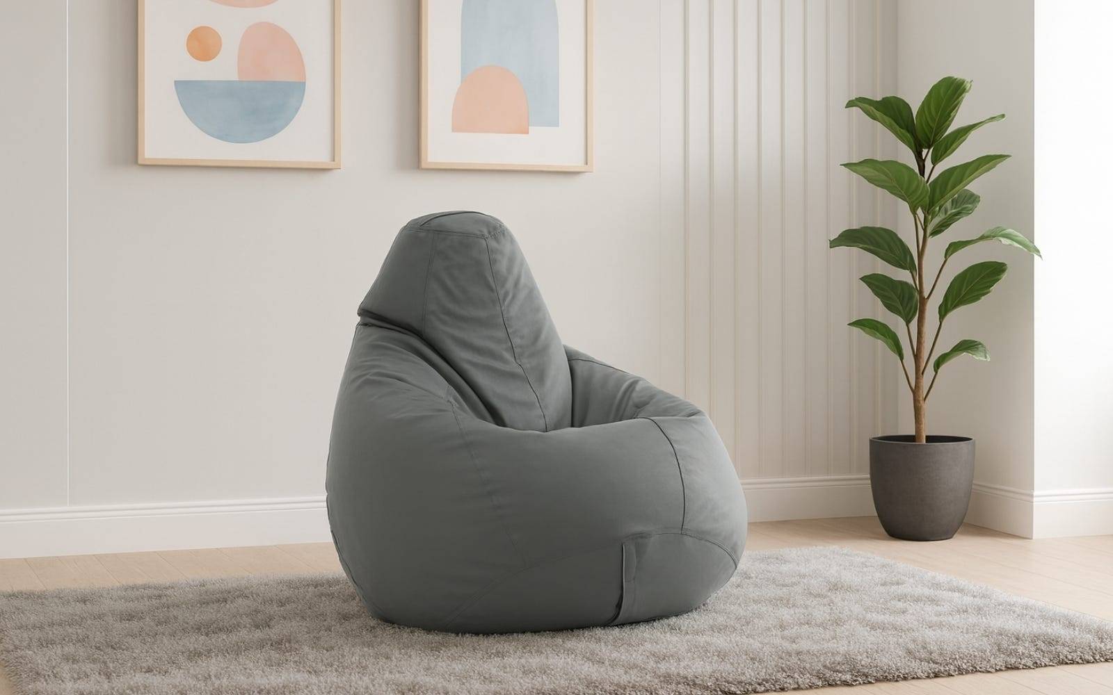 Royaloak Leatherette Bean Bag - Grey XXXL
