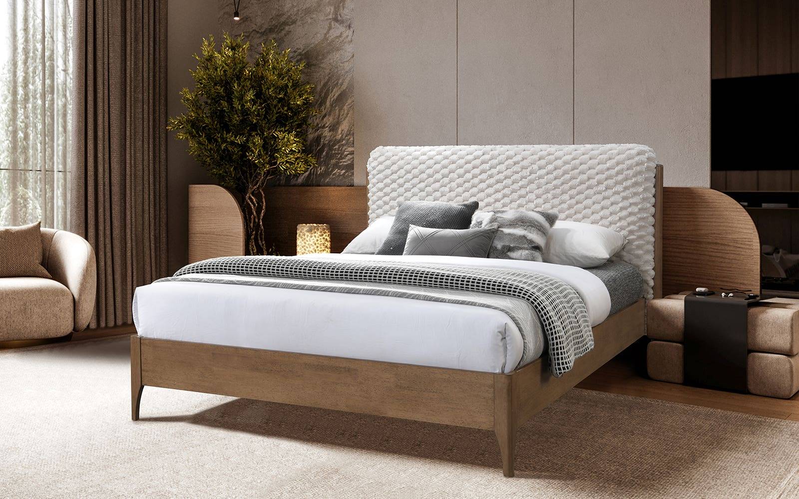 Royaloak Milan Italian Upholstered King Bed