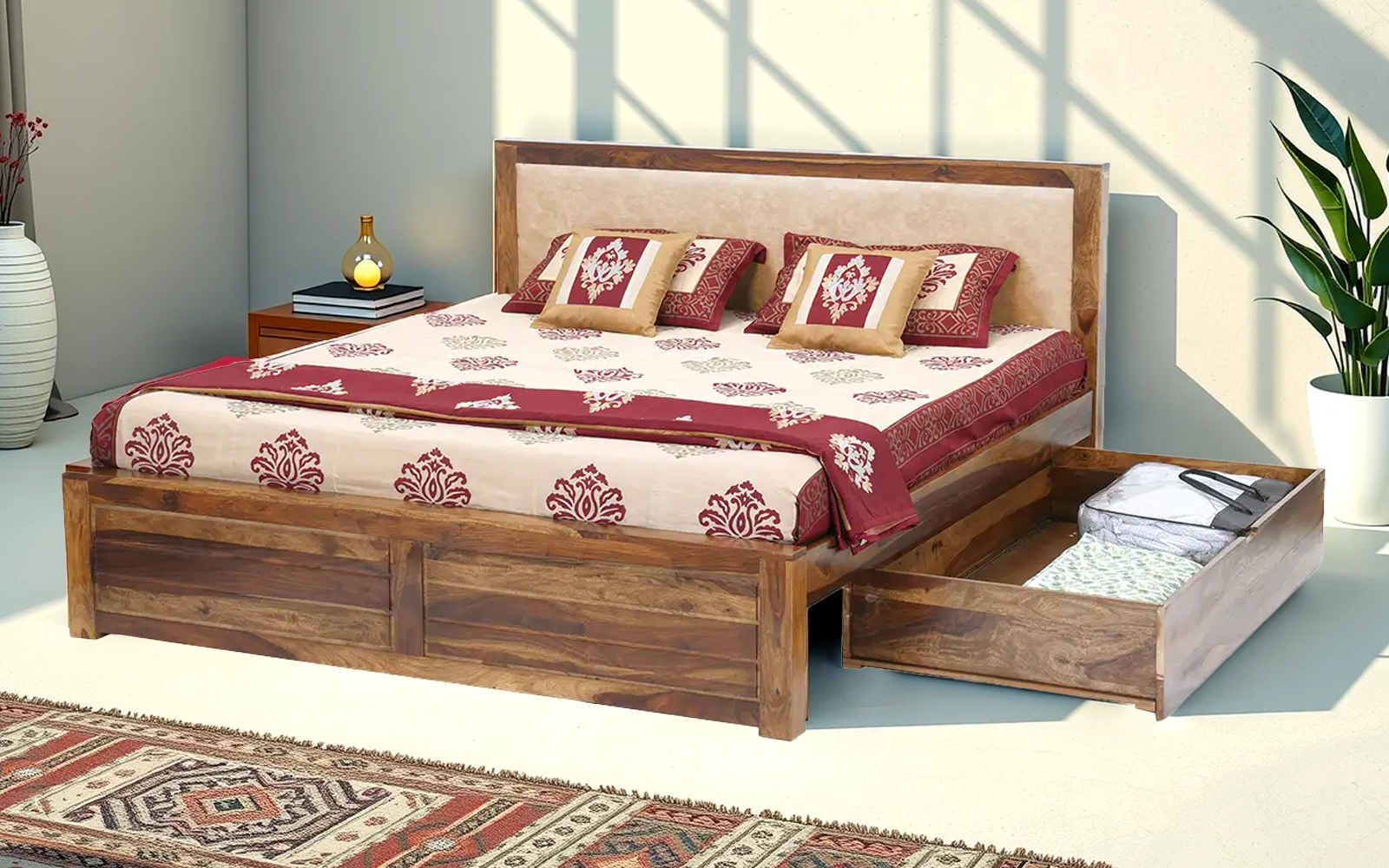 Royaloak Pearl Wooden King Bed With Drawer Storage