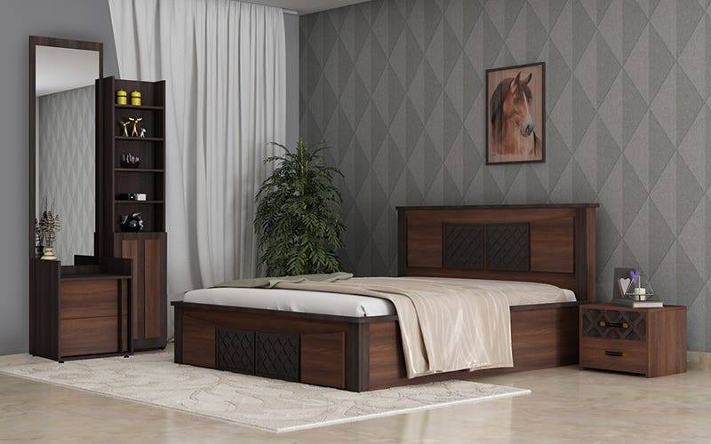 Royaloak Muar Malaysian Bedroom Set (Queen Size Bed + Dresser + Side Table)