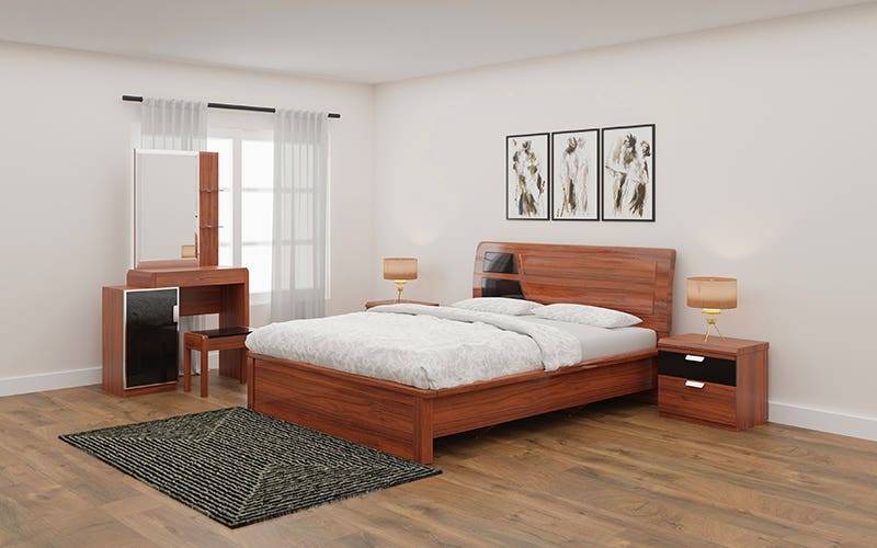 Royaloak Naples Italian Bedroom Set(Queen Size Bed+Side Table+Dresser)