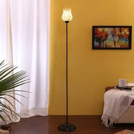 Mitchell Black Glass Shade Floor Lamp