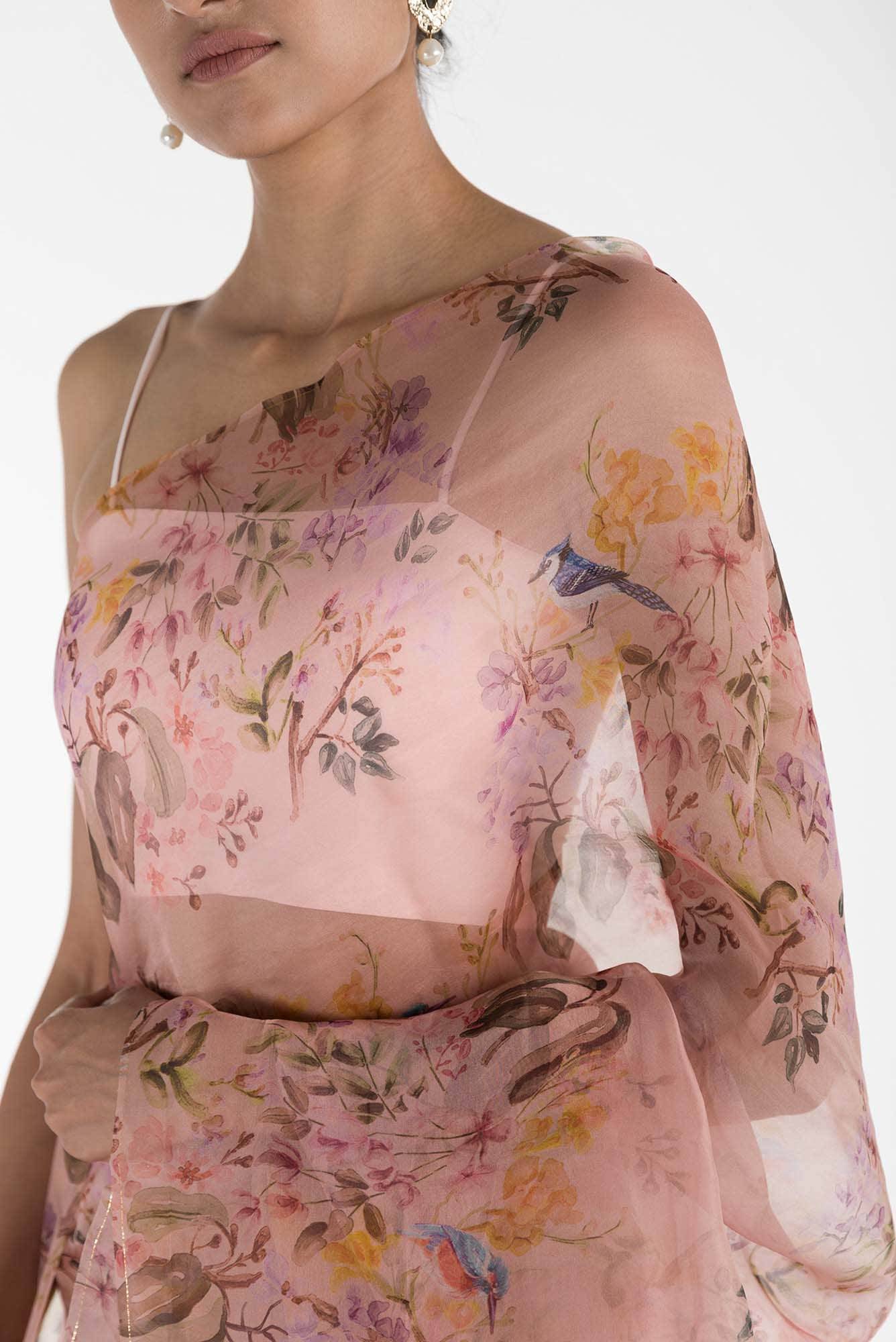 Flourishing Friendships Pink Pure Organza Silk Saree Buy at ₹9900