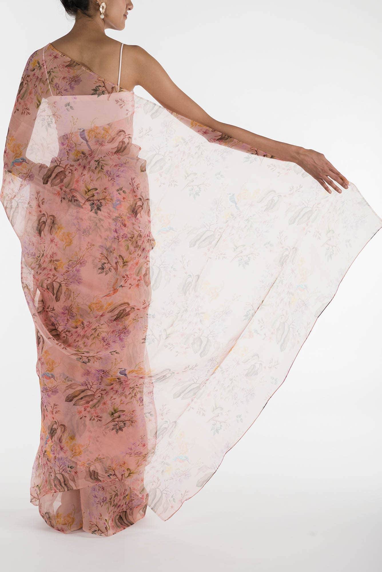 Flourishing Friendships Pink Pure Organza Silk Saree Buy at ₹9900