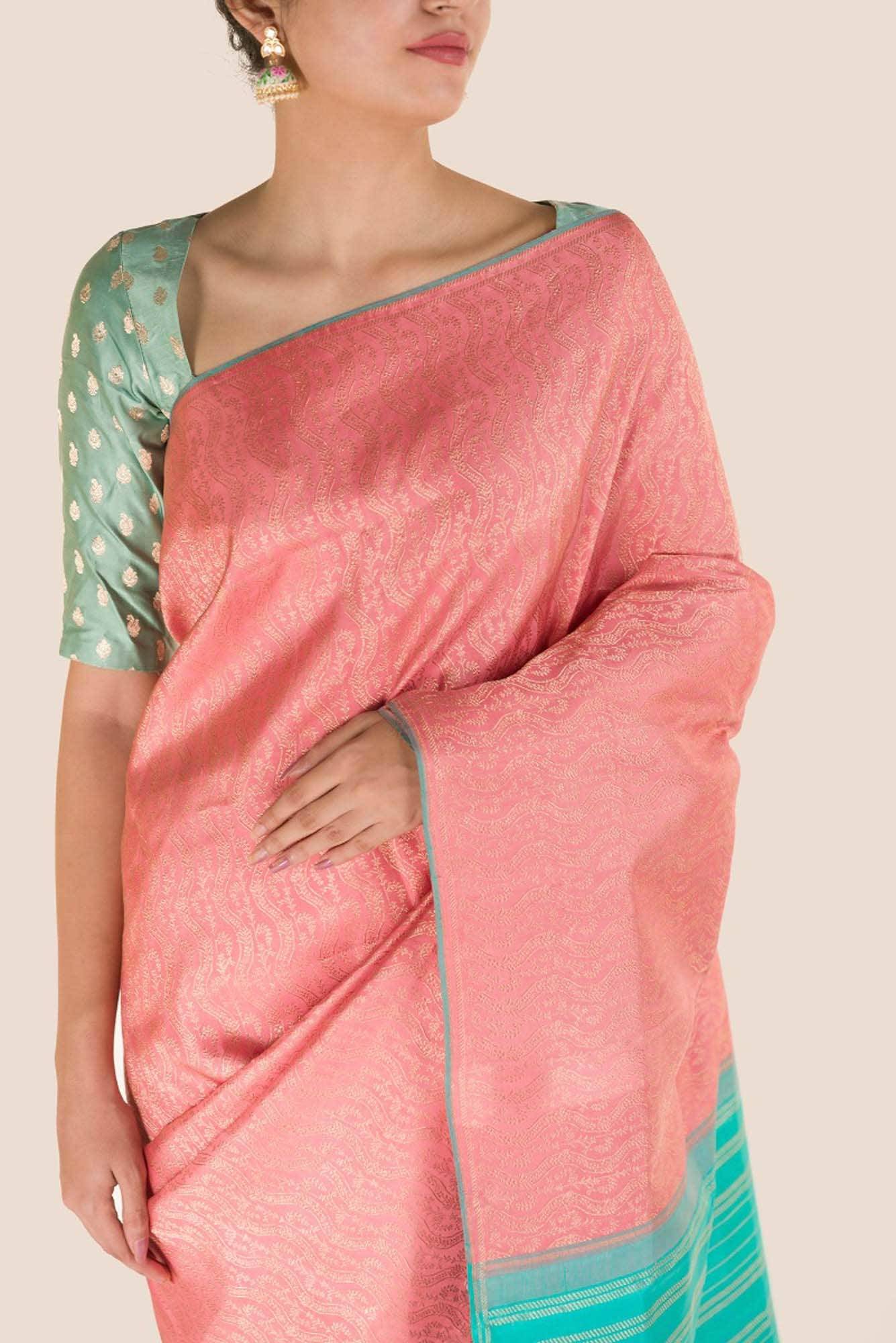 Ballari-Peach Kanchipuram Silk Saree Buy at ₹34500