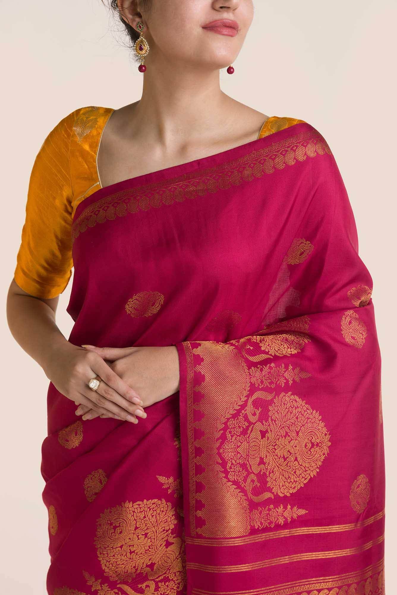 Gandaberunda-Red Kanchipuram Silk Saree Buy at ₹37500