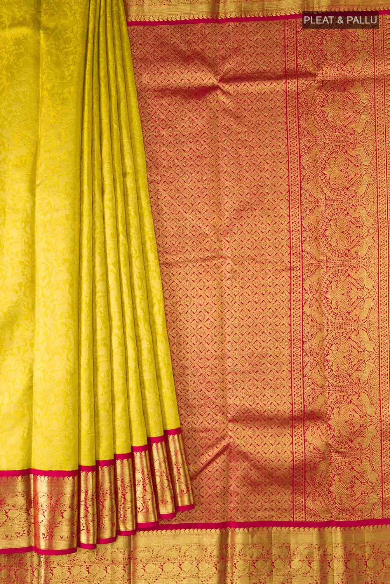 Yellow Kanchipuram Silk Saree Buy at ₹32142