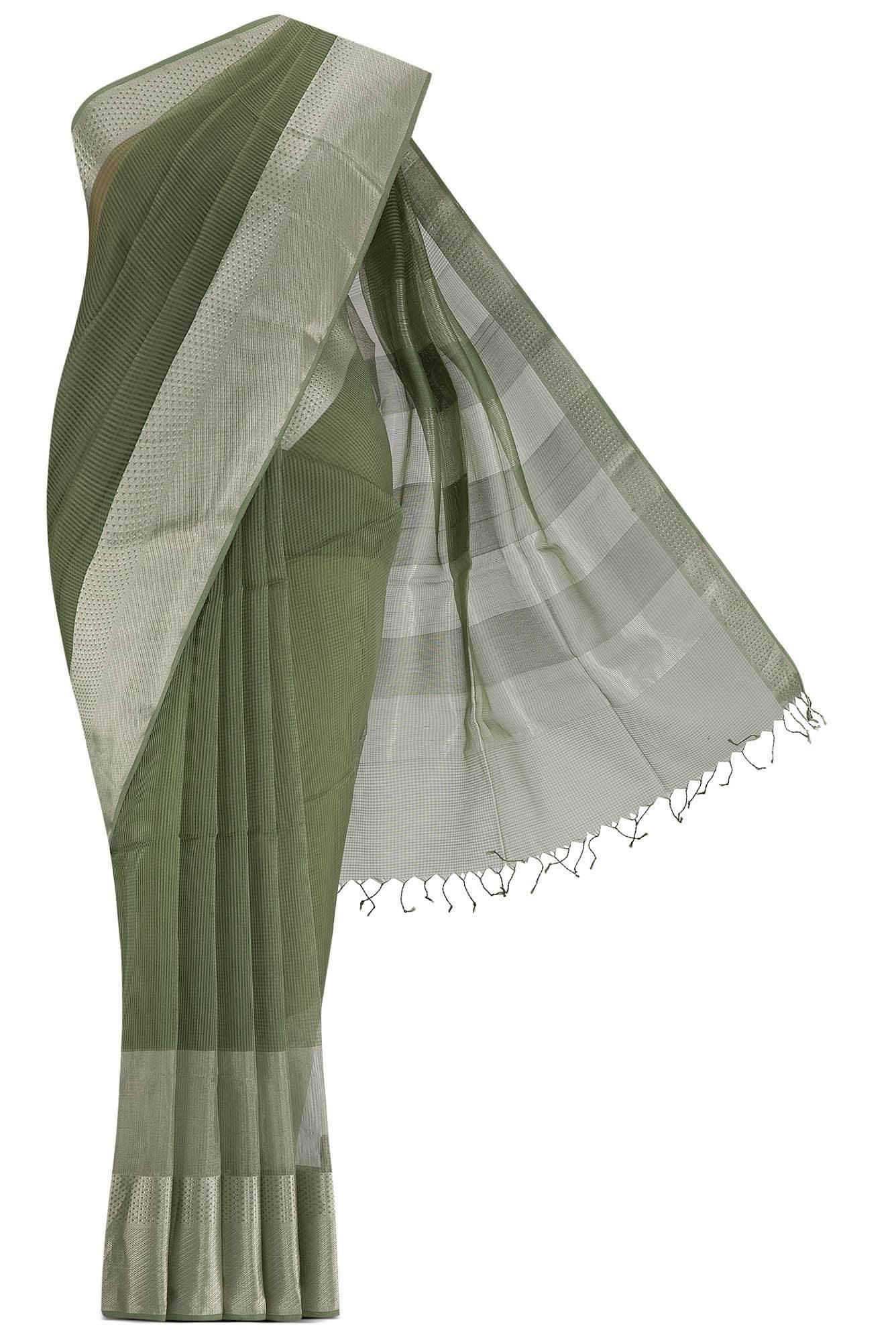 Green Maheshwari Silk Cotton Saree Buy at ₹6059