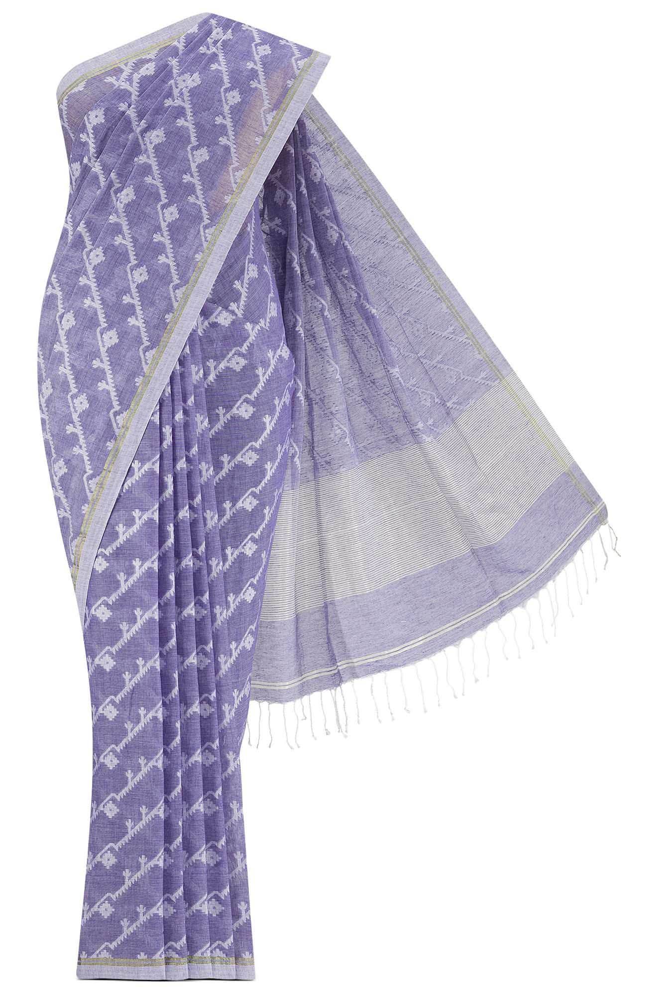 Bimala-Light Purple Bengal Cotton Saree Buy at ₹2480