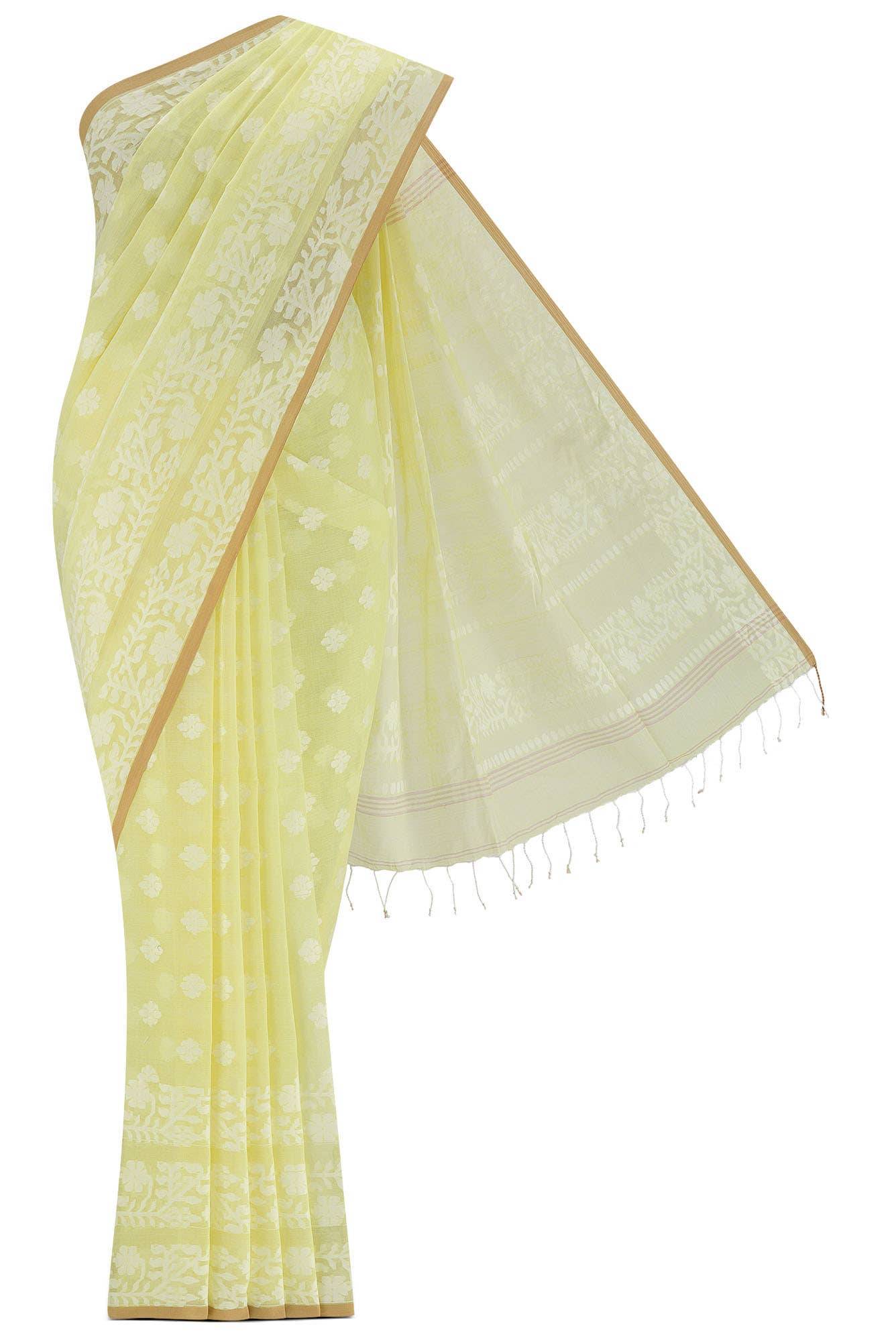 Mrinal-Light Yellow Bengal Cotton Saree Buy at ₹2950