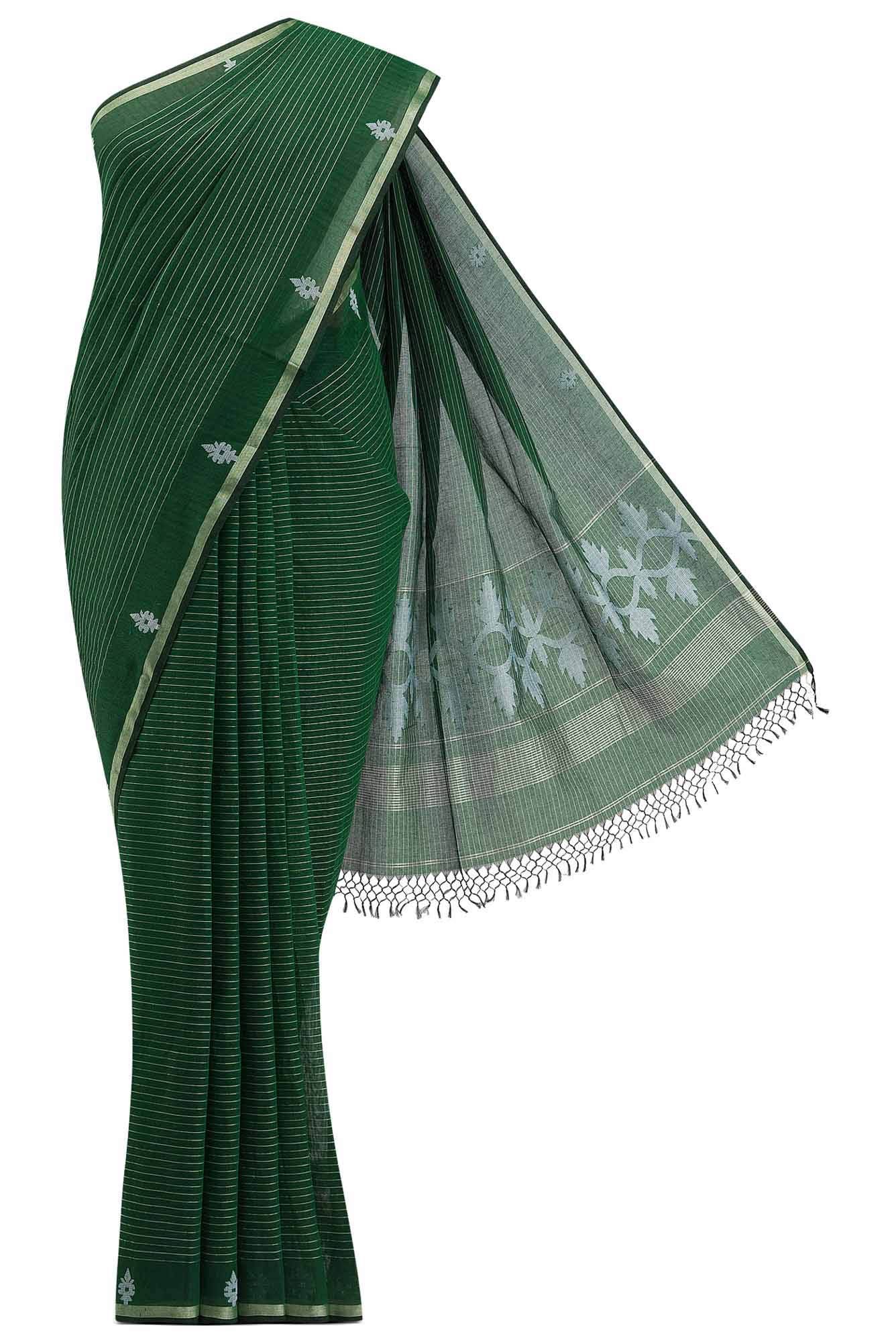 Haimanti-Bottle Green Bengal Cotton Saree Buy at ₹2950