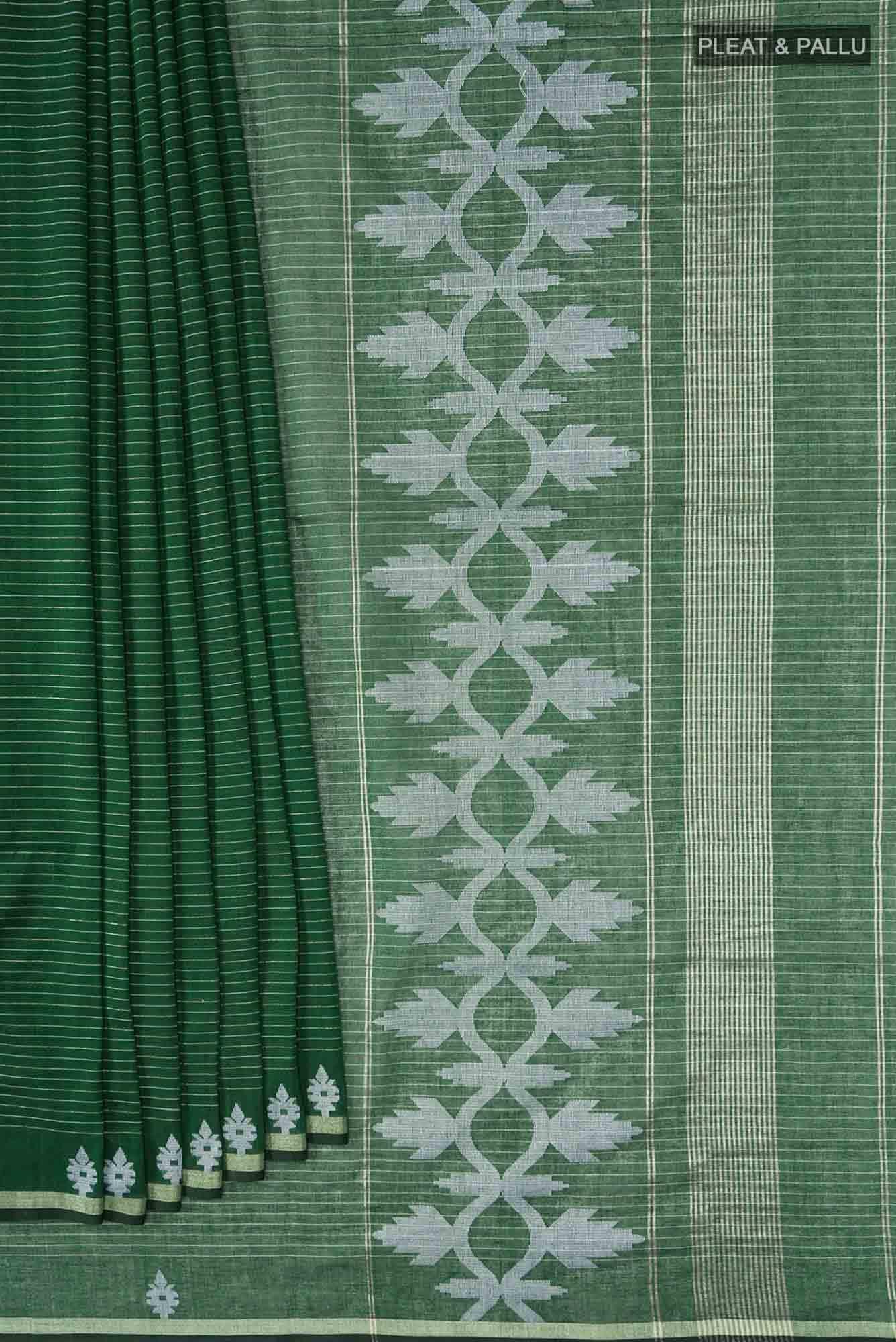 Haimanti-Bottle Green Bengal Cotton Saree Buy at ₹2950