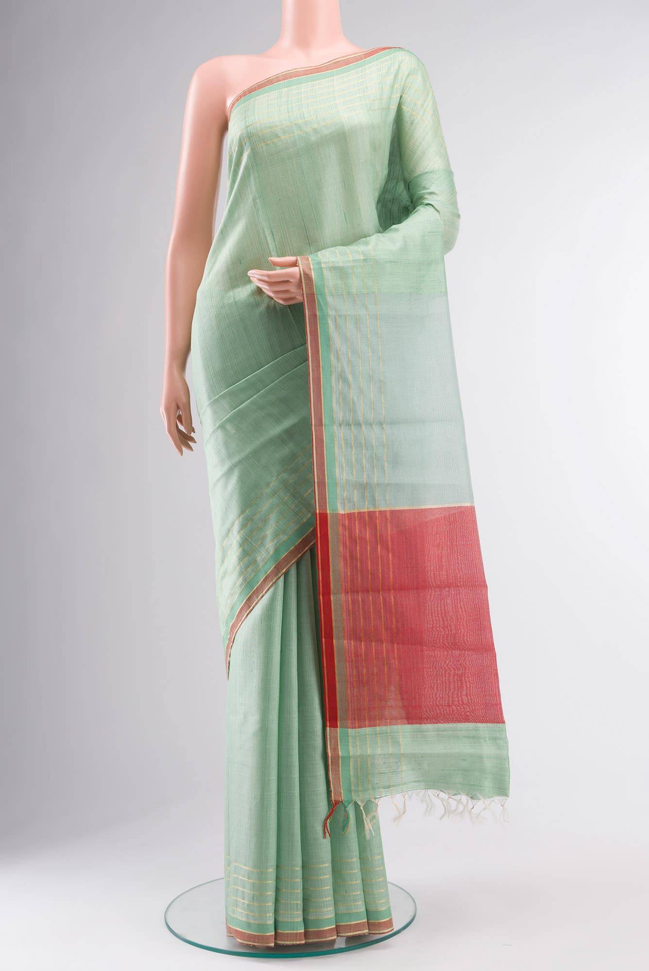 Erina-Mint Green Bhagalpuri Tussar Silk Saree Buy at ₹6500