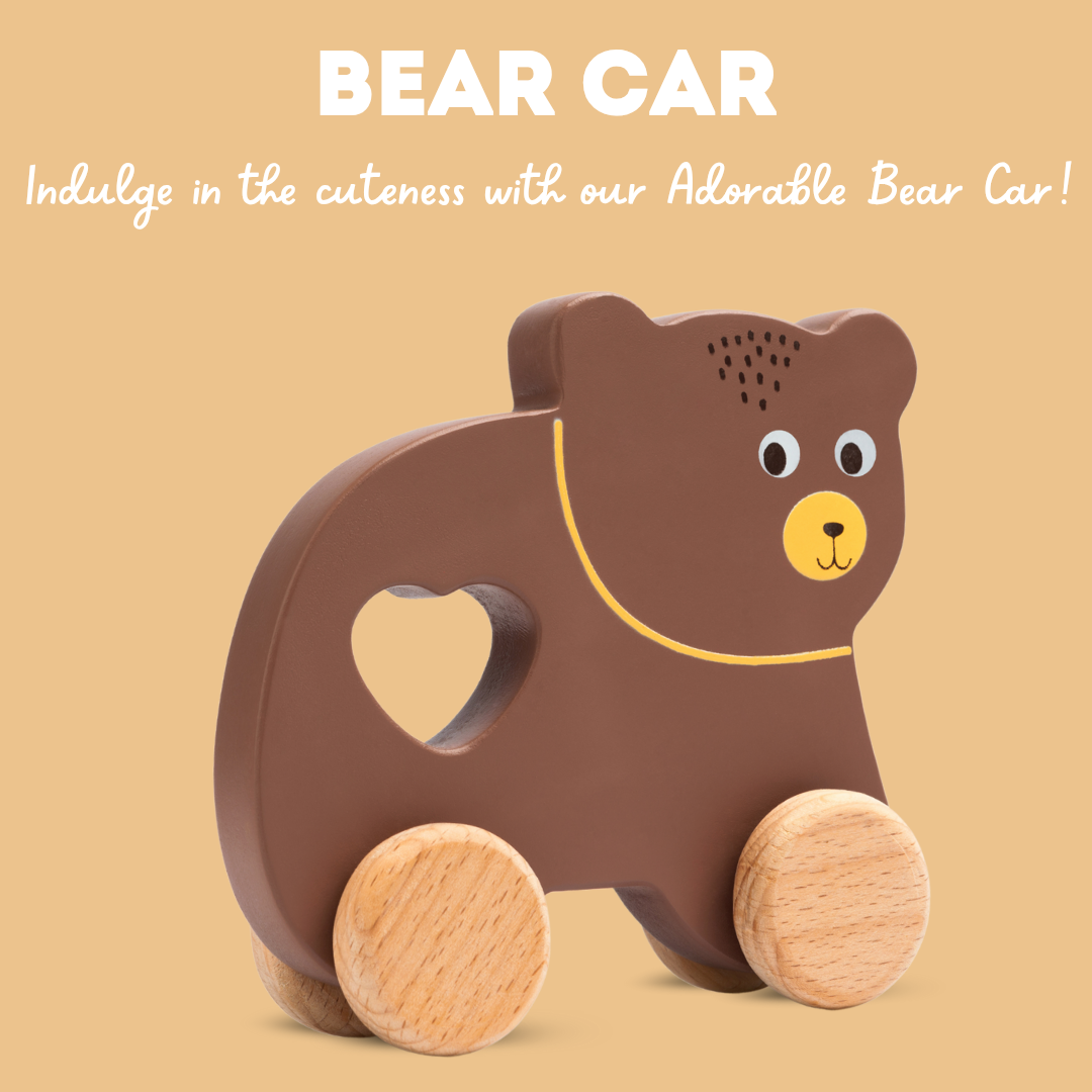 Cots and Cuddles Wooden Bear with Wheels Toy for Kids Age 1+ Buy @ ₹499