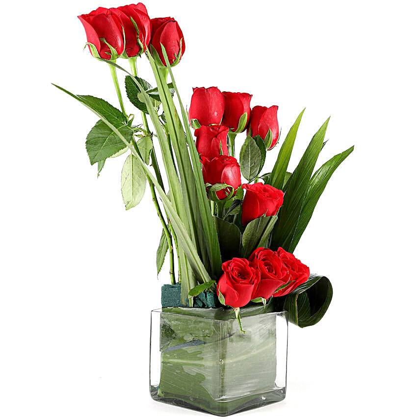 Beautiful Red Roses Vase Arrangement