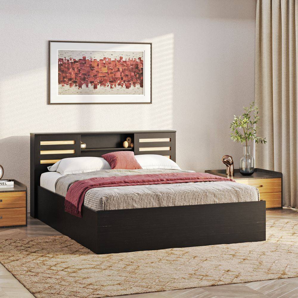 Caph Queen Storage Engineered Wood Bed (78x60 inch)