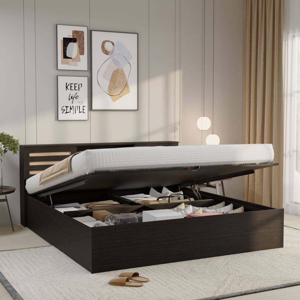 Caph King Storage Engineered Wood Bed With Hydraulic Mechanism (78x72 inch)