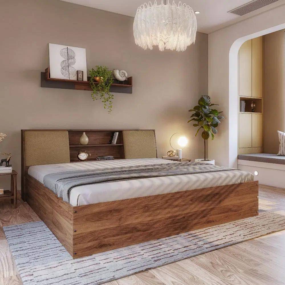 Orion Engineered Wood King Size Upholstered Bed with Storage, Omega Pearl (78*72inch) / (1.98m*1.83m) (78x72 inch)
