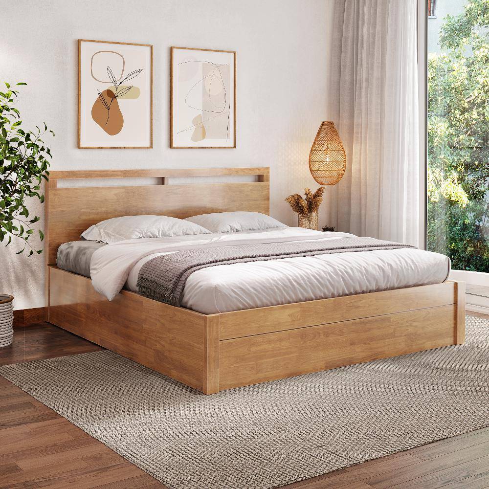 Crucis King Solid Wood Bed With Storage (78x72 inch)