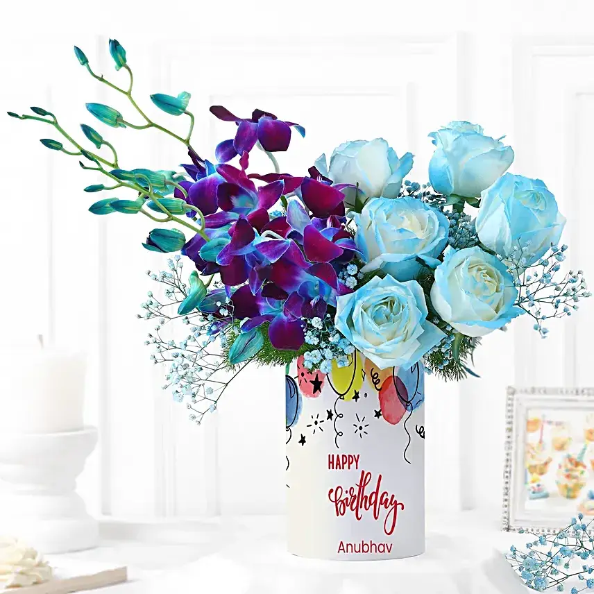 Bedazzled Orchids & Roses Vase Arrangement