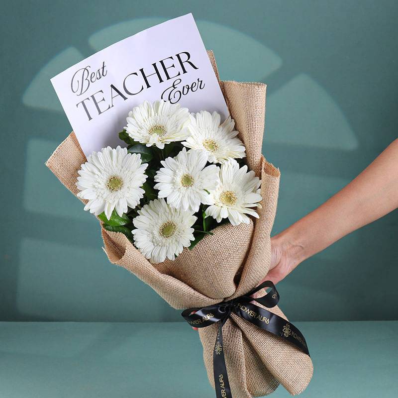 Best Teacher Ever Gerbera Floral Wrap