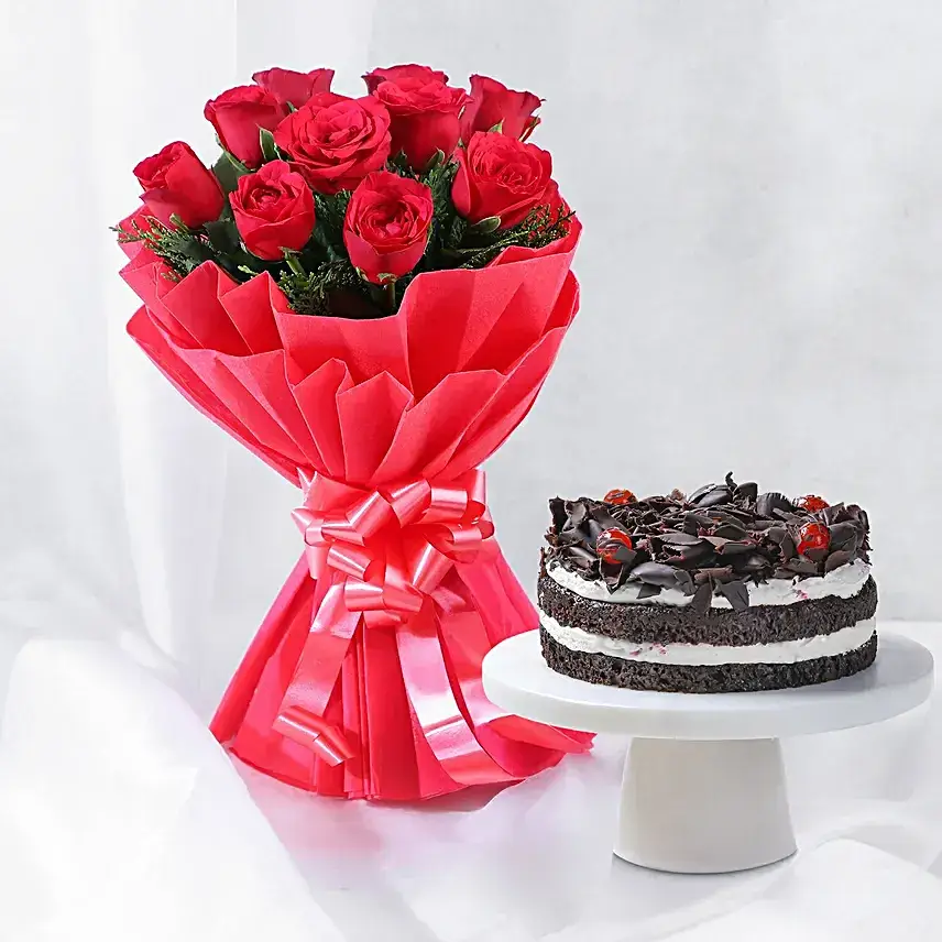 Black Forest and Flowers Eggless Standard