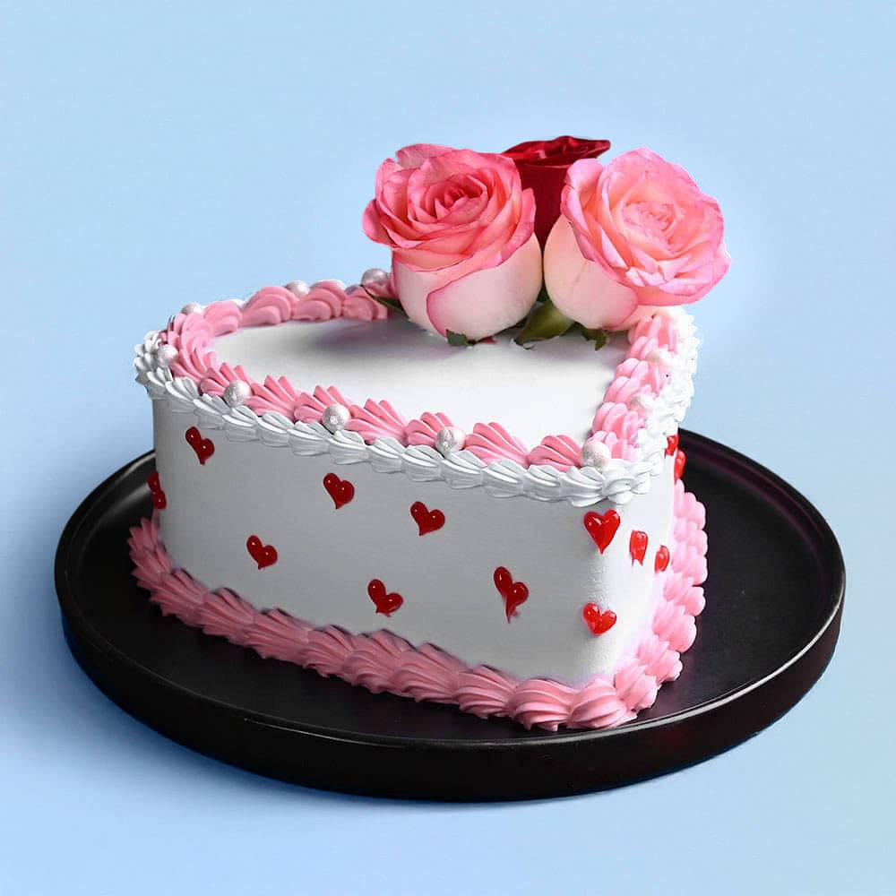 Blooming Hearts Valentine Cake