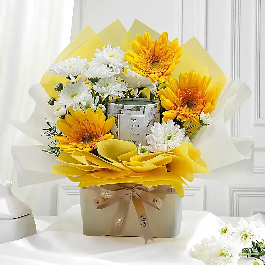 Aromatic Candle N Flowers for Friendship Day