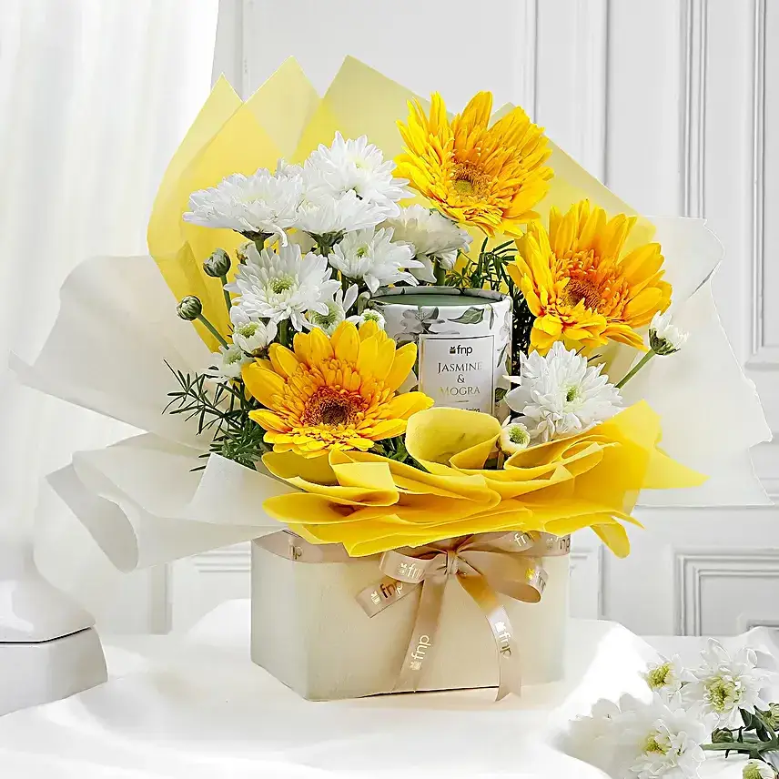 Aromatic Candle N Flowers for Friendship Day