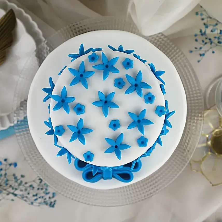 Blue Bow 2 Tier Truffle Cake 1.5 Kg