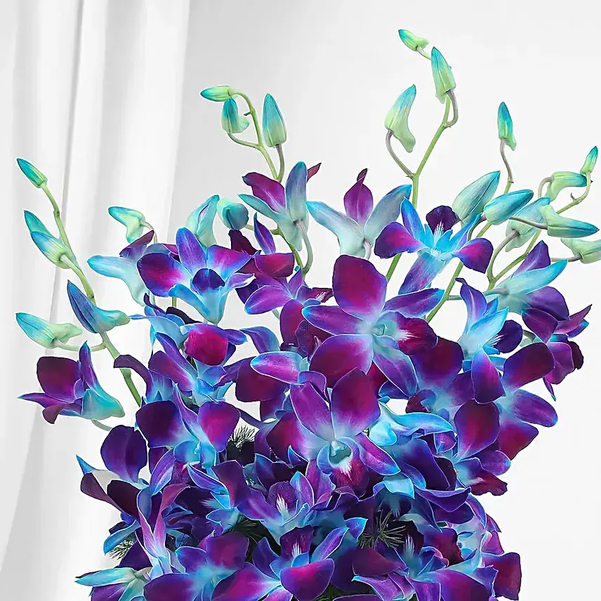 Blue Orchid Glass Vase Arrangement