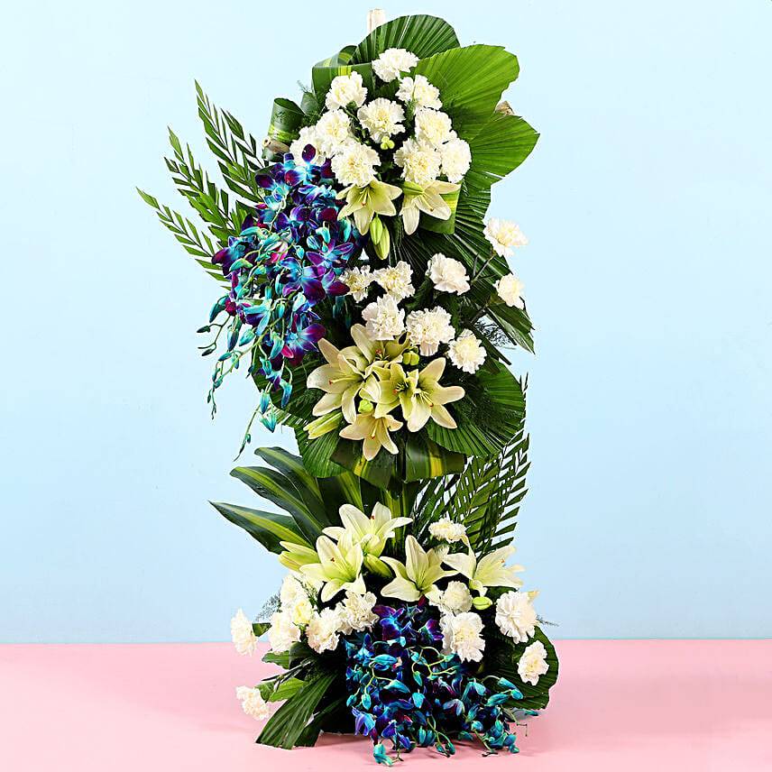 Blue & White Tall Floral Arrangement