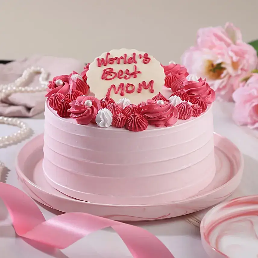 Blushing Love For Mom Cake- Eggless