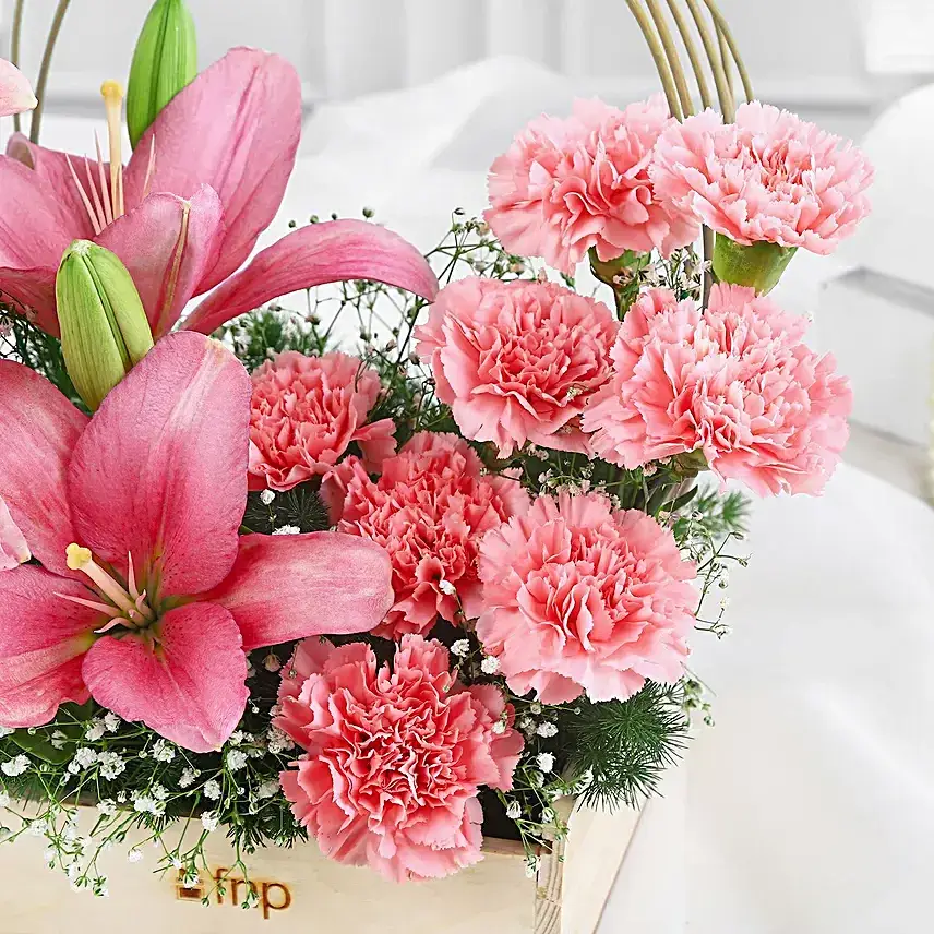 Blushing Spring Lilies & Carnations Tray
