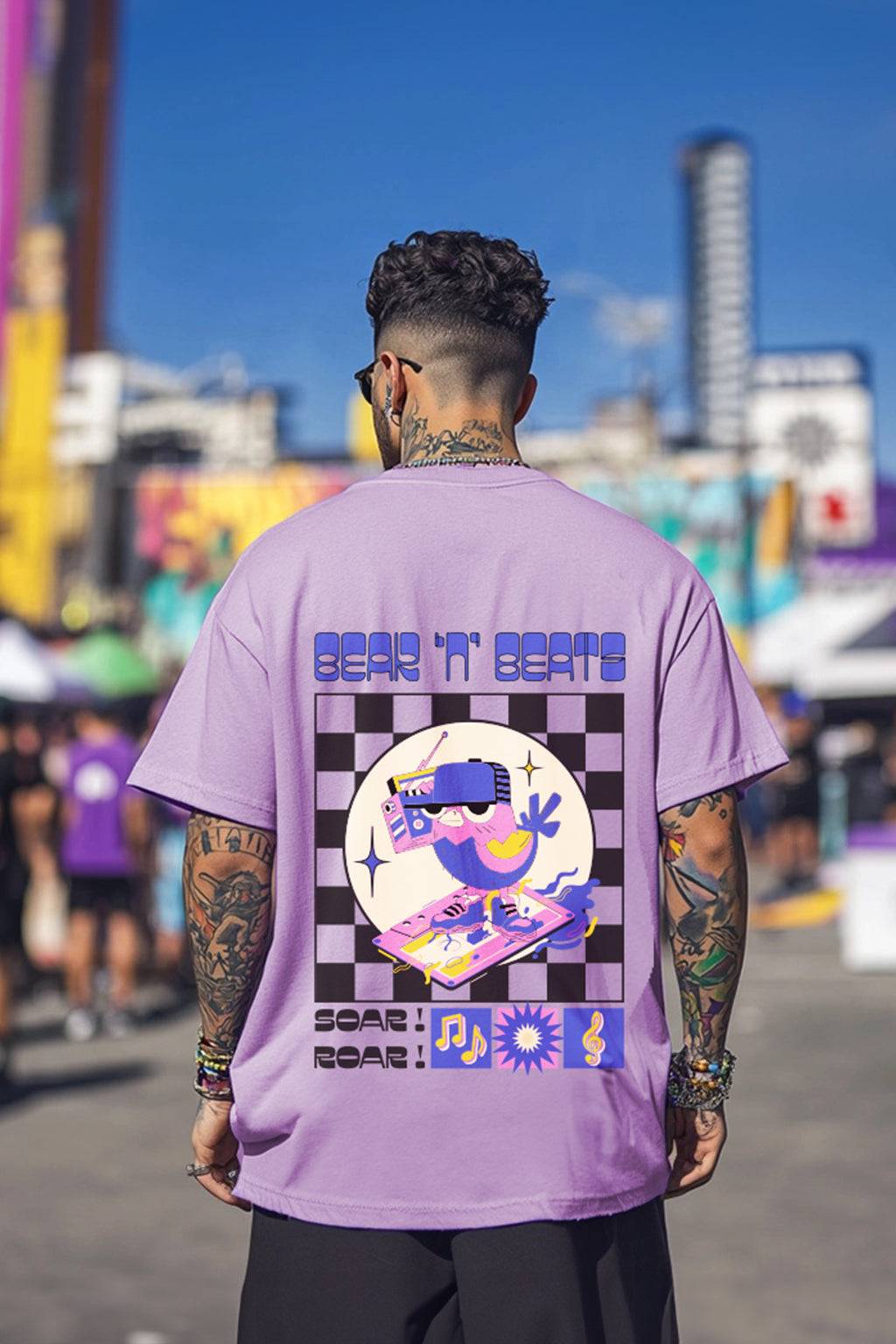 Sour Roar Lilac Oversized Printed T-shirt